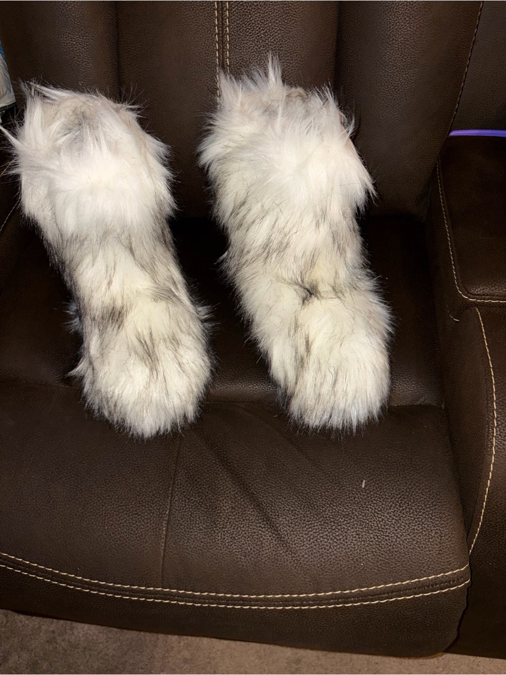 Fashion Nova White Faux Fur Winter Boots